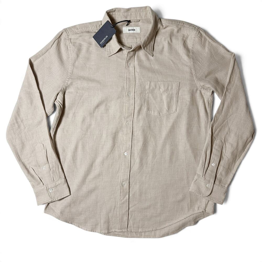 Buck Mason Pacific Twill Flannel One Pocket Shirt Mens Size XL Heather Oat NWT